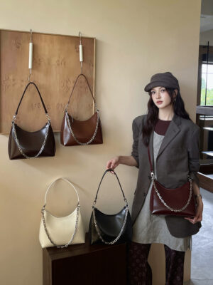 Sleek Crescent Chain Shoulder Bag