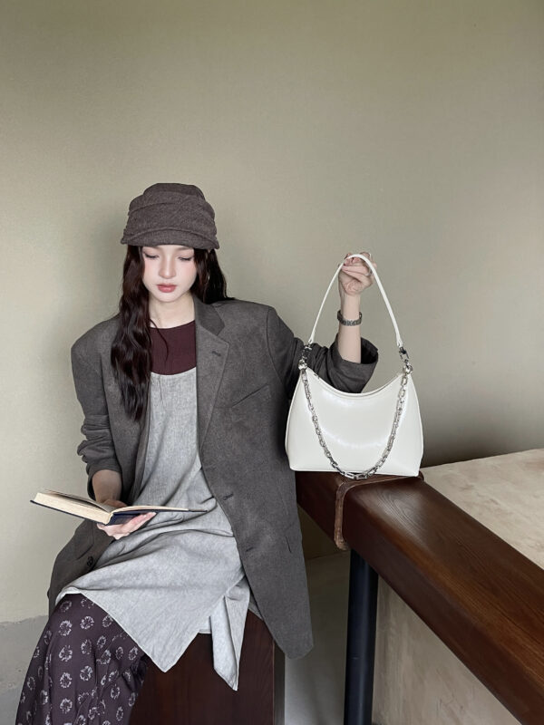 Sleek Crescent Chain Shoulder Bag