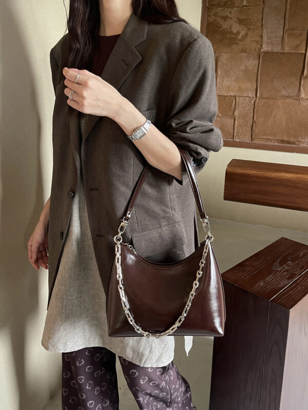 Sleek Crescent Chain Shoulder Bag