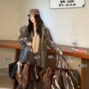 Large Vintage Tote Bag with Silk Scarf Decor