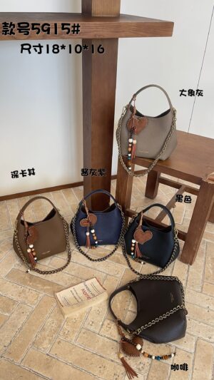 Vintage Heart Charm Bucket Handbag